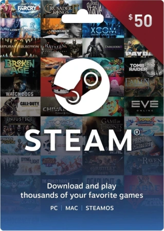 Карта пополнения Steam 50 USD