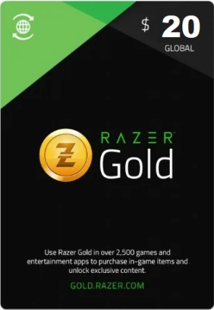 Карта пополнения Razer Gold 20 Долларов (Global)